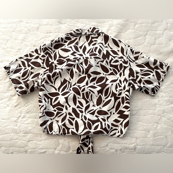 Sanctuary Tropical Linen Blend Blouse – Brown & Cream – Size XS - Picture 8 of 10